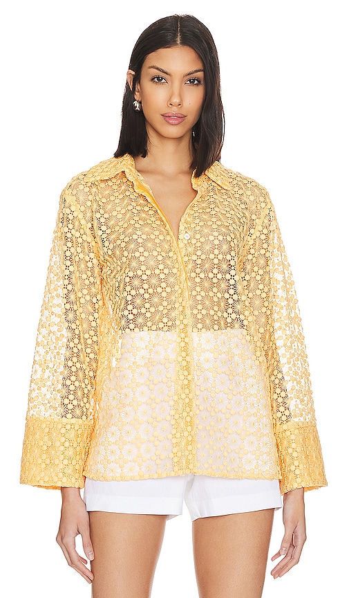 L'academie Alise Lace Shirt In Yellow