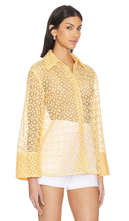 Shop L'academie Alise Lace Shirt In Yellow