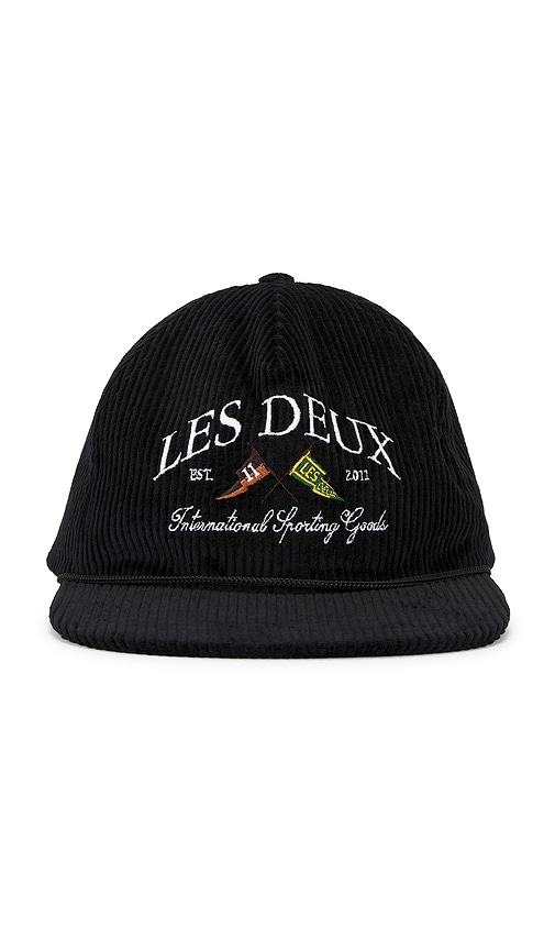 Les Deux Ivy League Corduroy Cap In Black