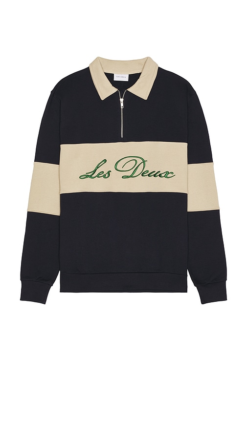Les Deux Cory Zipper Rugby Sweatshirt In Blue