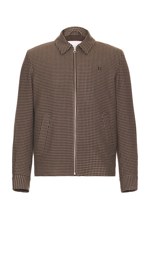 Shop Les Deux Como Coach Houndstooth Jacket In Brown