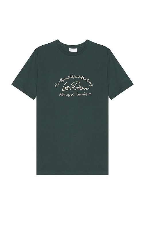 Shop Les Deux Camden T-shirt In Pine Green & Ivory