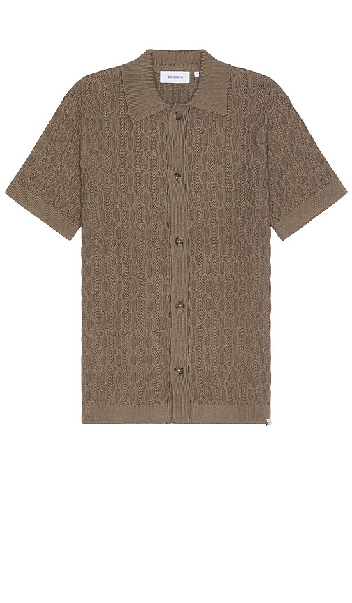 Les Deux Garrett Knitted Shirt in Walnut