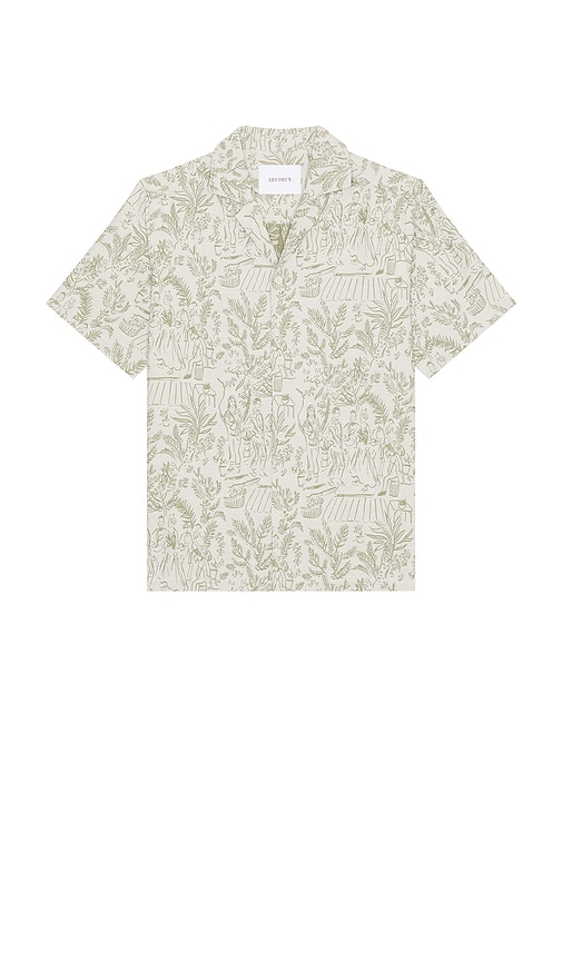 Lesley Dancing Jacquard Shirt in Green. - size XL/1X (also in L, M)