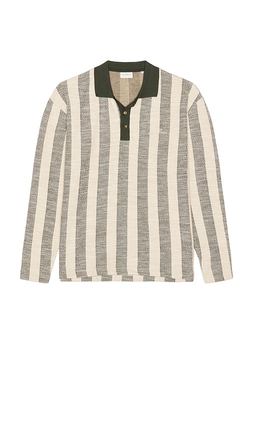 Les Deux Bowie Jacquard Jersey Long Sleeve Polo