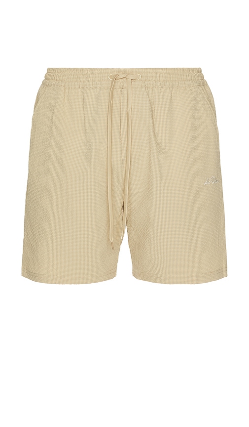 Stan Seersucker Swim Shorts in Cream. - size S (also in L, M, XL/1X)
