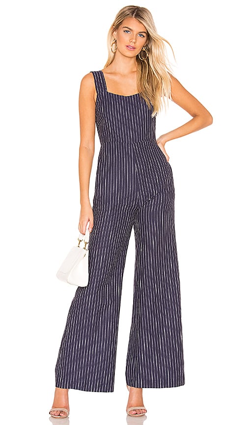 white square neck jumpsuit