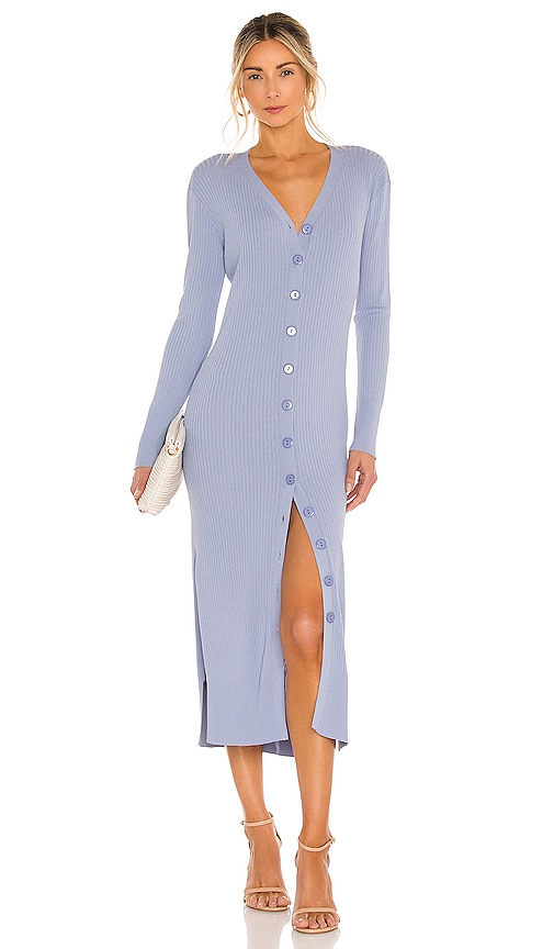 Line & Dot Simone Button Down Sweater Dress in Light Blue