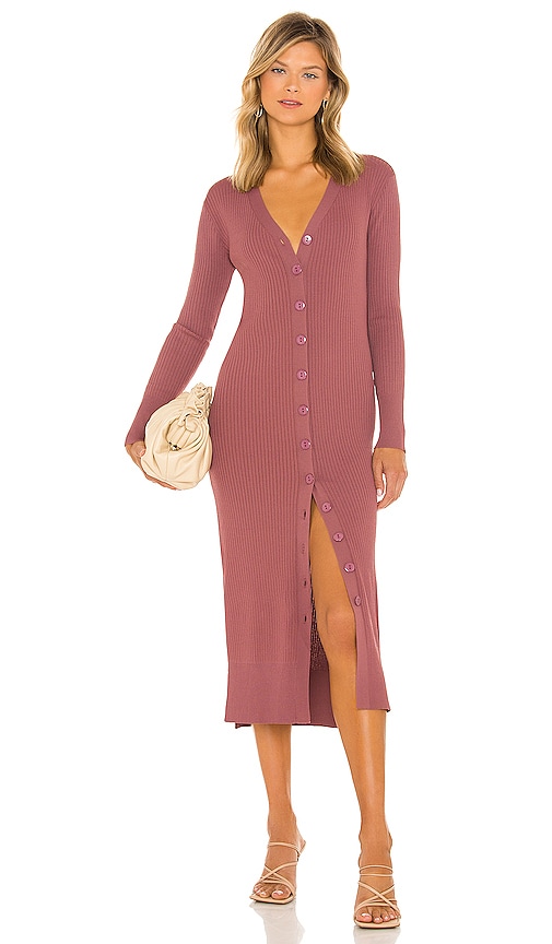 Line & Dot Simone Button Down Sweater Dress in Mauve | REVOLVE
