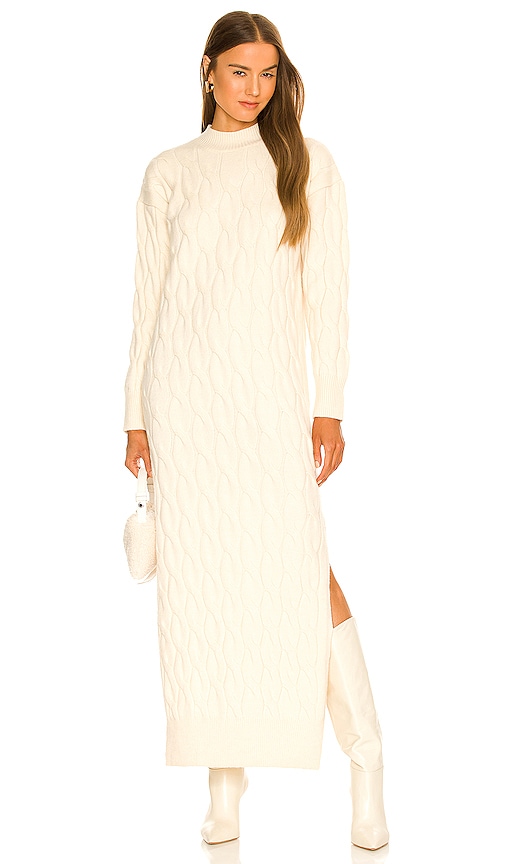 her lip to High neck Knit Long Dress