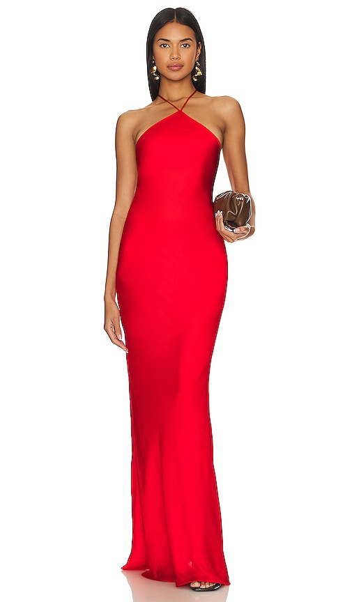 Line & Dot Women's Kira Satin Strappy Maxi Dress In Red