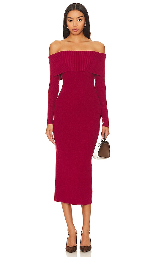 Line & Dot Heartstruck Midi Dress in Raspberry