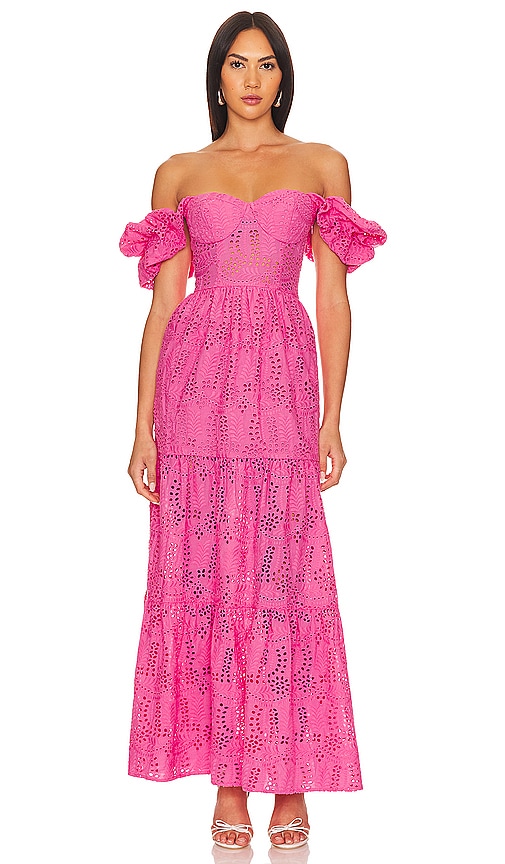 Line & Dot Young Love Midi Dress in Pink