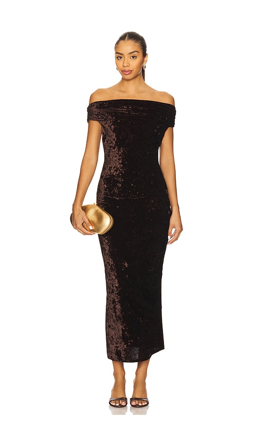 Line & Dot Brylie Velvet Maxi Dress In Black