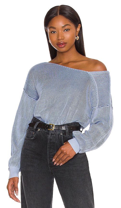 Line & Dot Favorite Contrast Ribbed Sweater in Blue Multi | REVOLVE