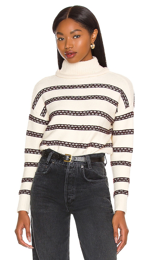 Line & Dot Striped Sweater in Creme & Brown | REVOLVE