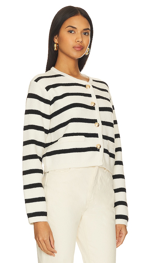 Shop Line & Dot Benni Stripe Cardigan In Black,ivory