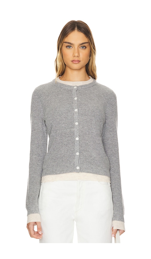 Shop Line & Dot Hutch Double Layer Cardigan In Grey