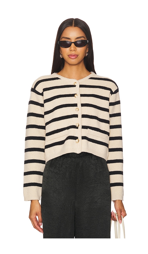 Shop Line & Dot Benni Stripe Cardigan In Tan