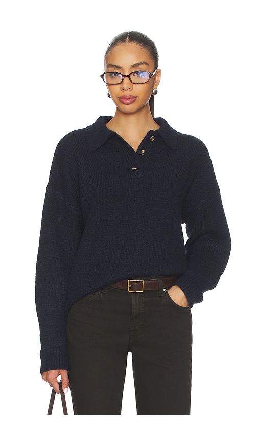 Line & Dot Hart Polo Knit Sweater In Blue