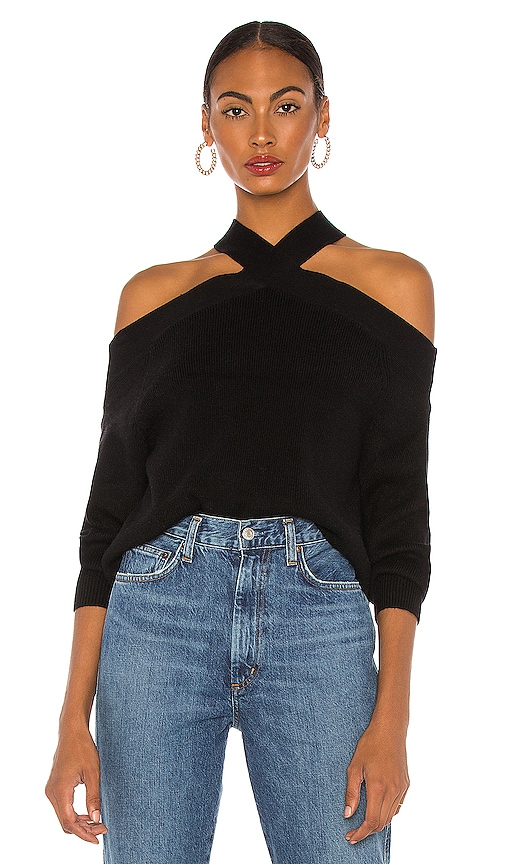 Line & Dot Ariana Cold Shoulder Sweater in Black | REVOLVE