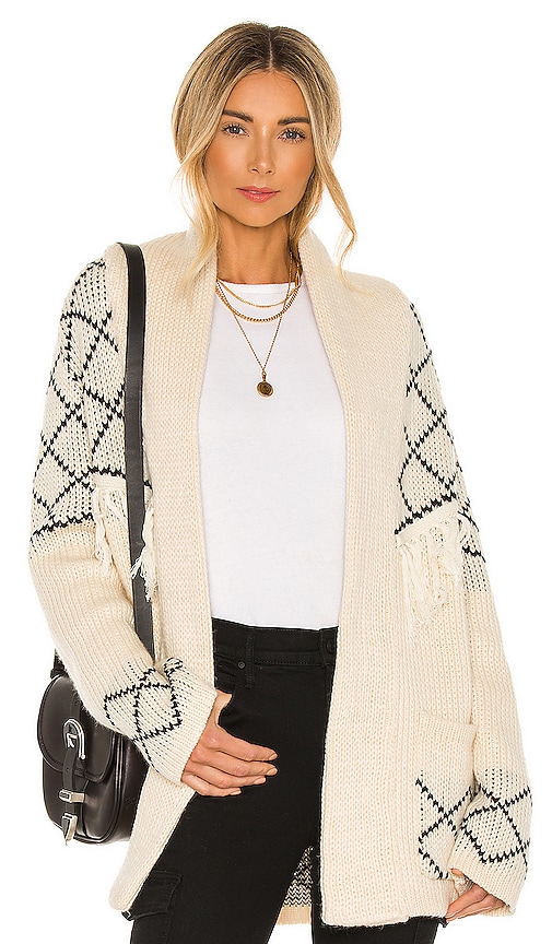 Line & Dot Elise Knit Cardigan in Natural & Black | REVOLVE