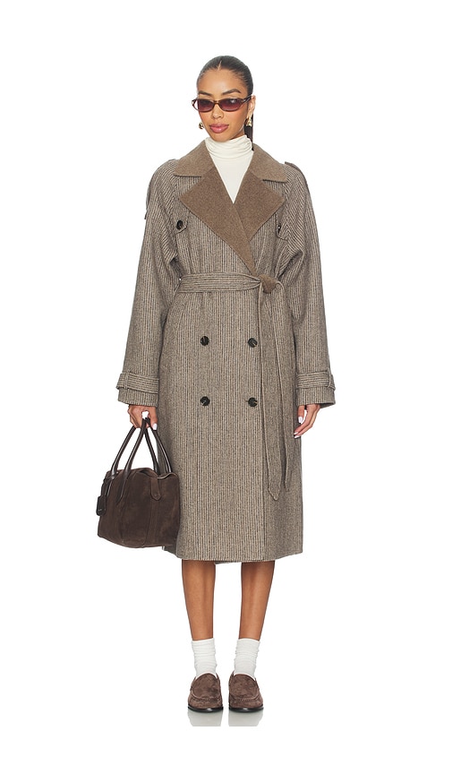 Line & Dot Hugo Plaid Coat In Gray