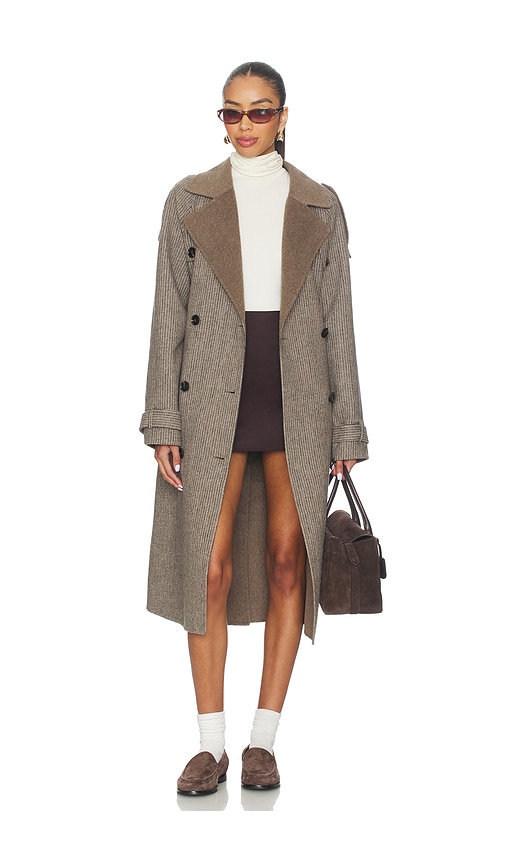 Line & Dot Hugo Plaid Coat In Gray