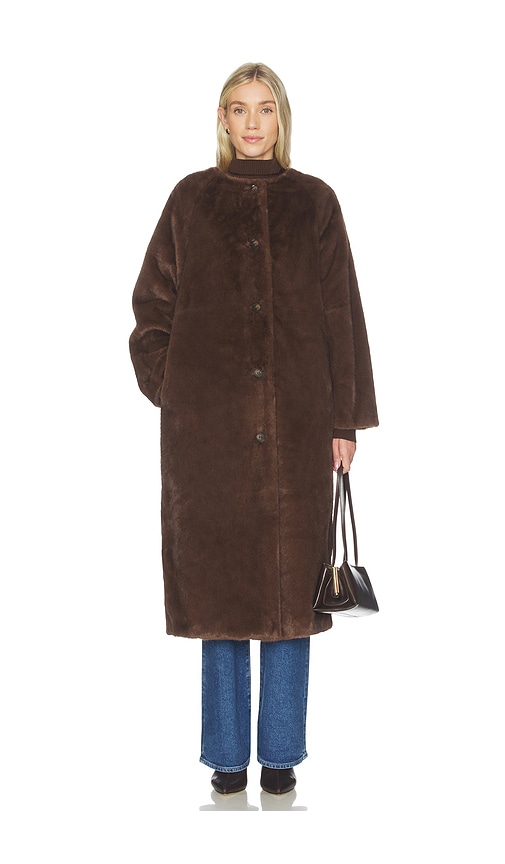  Line & Dot Axel Faux Fur Coat In Brown. Size S. Also In Xs, M, L. 