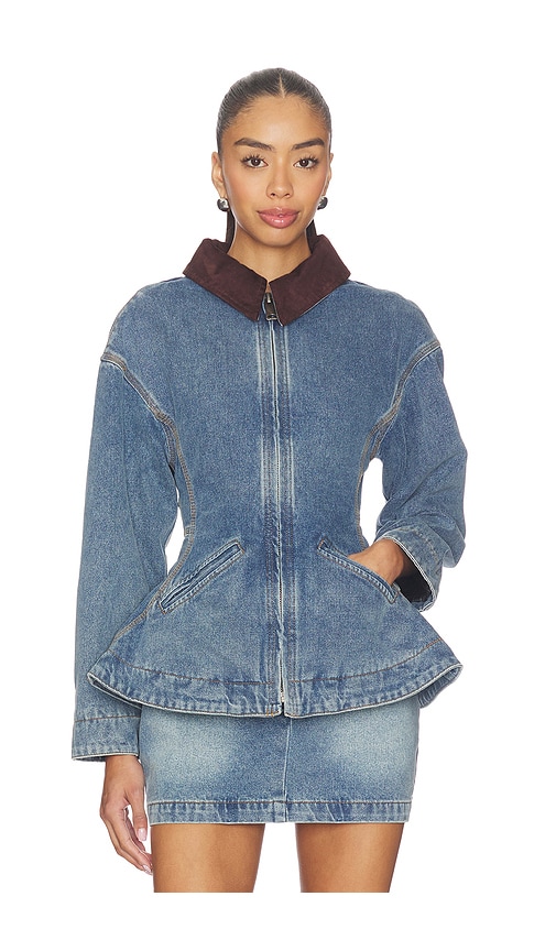 Line & Dot Mottle Jacket in Denim Blue