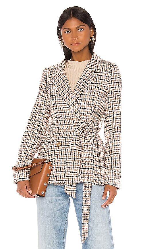Check Waist Tie Blazer