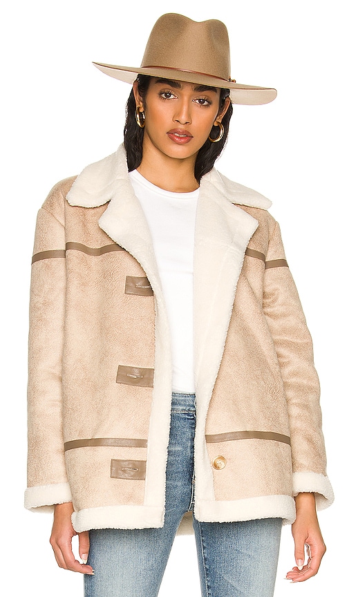 Line & Dot Kinsley Faux Shearling Coat in Taupe