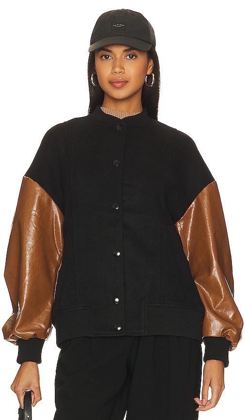 Shop Line & Dot Varsity Jacket In Black