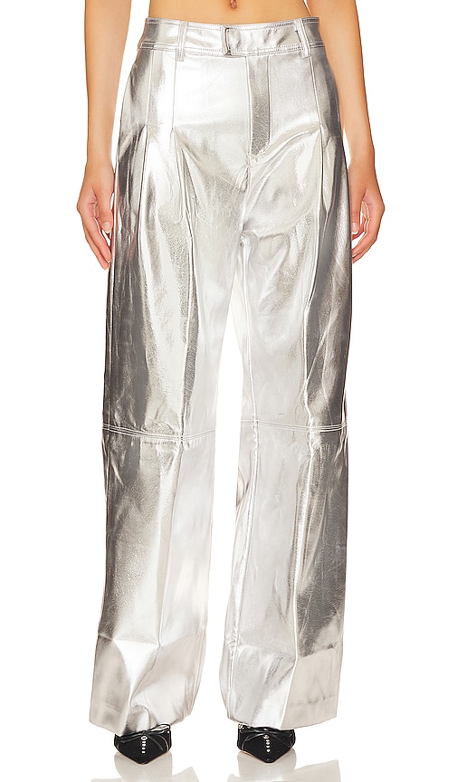 Line & Dot Tinsley 金属质感长裤 – 银色 In Silver