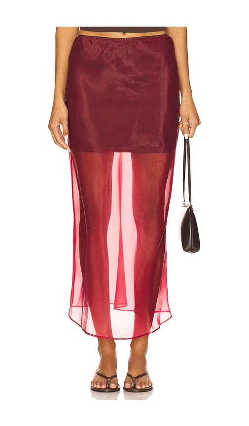 Line & Dot X Revolve Denman Midi Skirt In Burgundy