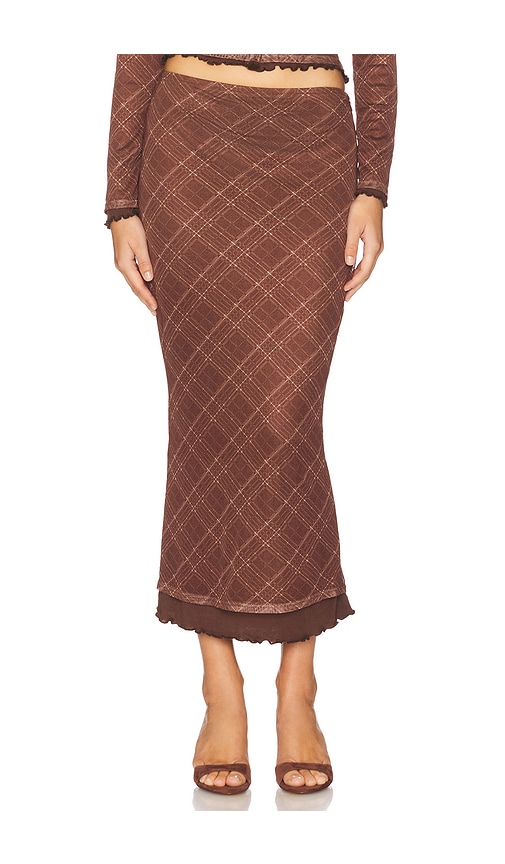 Line & Dot Richard Plaid Midi Skirt In Multi