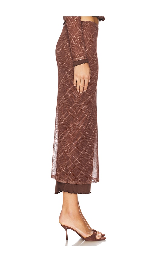  Line & Dot Richard Plaid Midi Skirt In Brown. Größe M. Also In Xs, L. 
