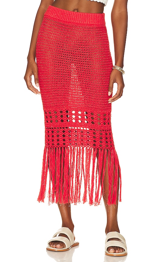 Shop Line & Dot Ziggy Crochet Skirt In Red