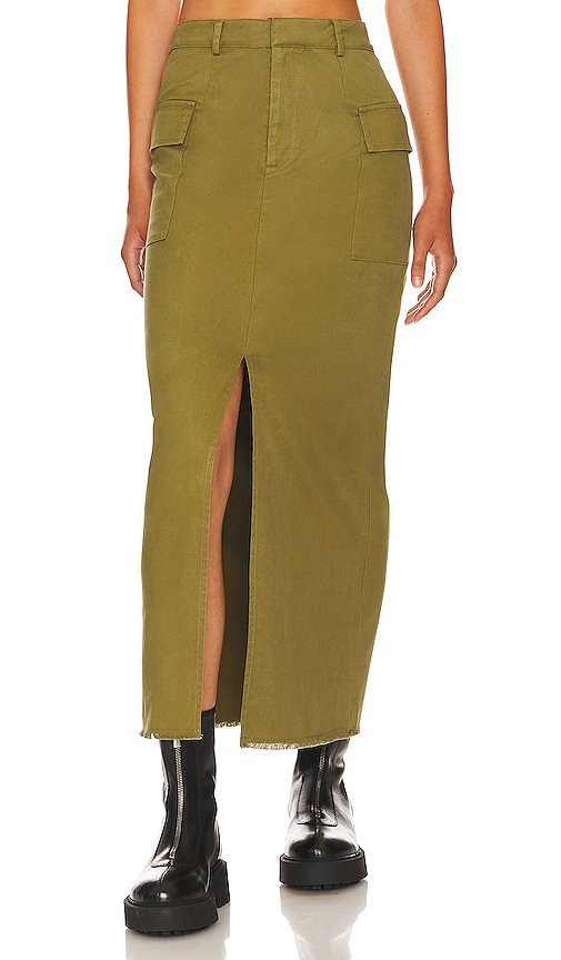 Line & Dot Summer Maxi Skirt In Olive