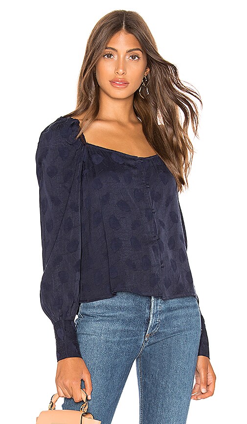 Line & Dot Millie Square Neck Blouse in Navy
