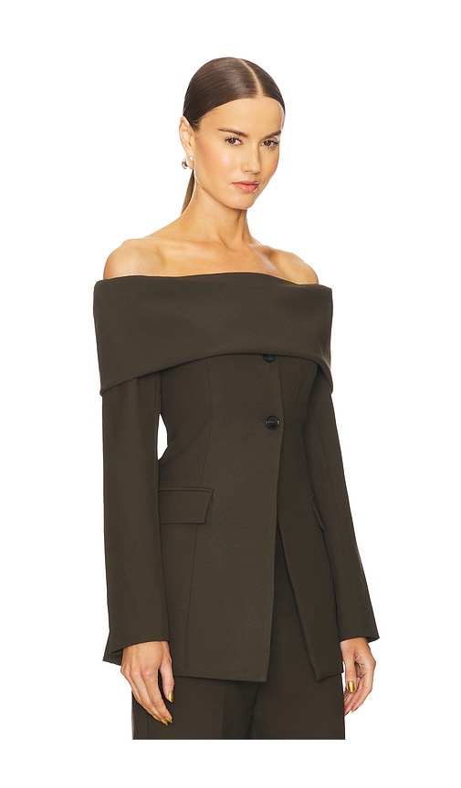 Line & Dot Marilla Off Shoulder Top In Olive