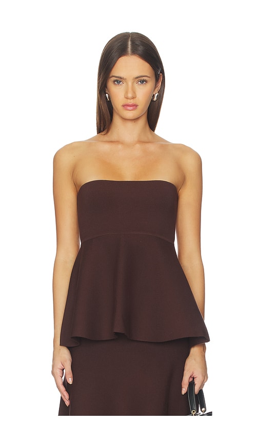 in Brown Kingston Knit Peplum Top