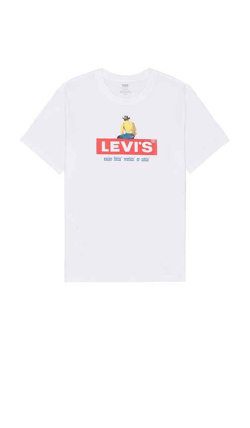 Shop Levi's Short Sleeve Relaxed Fit Tee In Cowboy Boxtab White