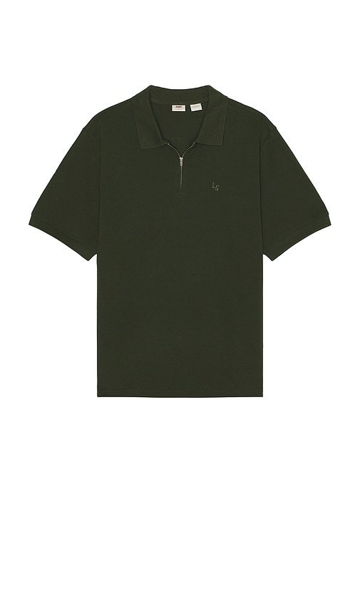 Zip Polo Shirt in Green. - size XL/1X (also in L, M)