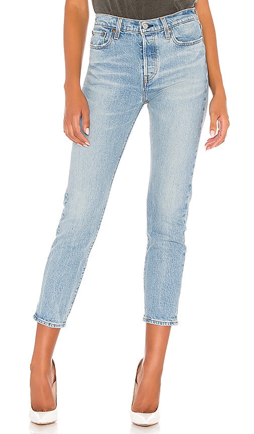 wedgie fit light wash high rise jeans