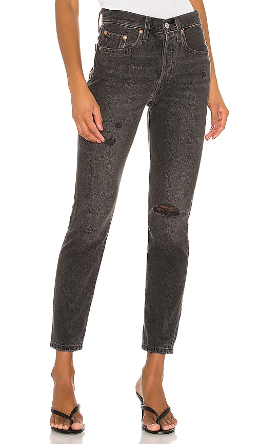levi's 501 stretch skinny jeans well worn black