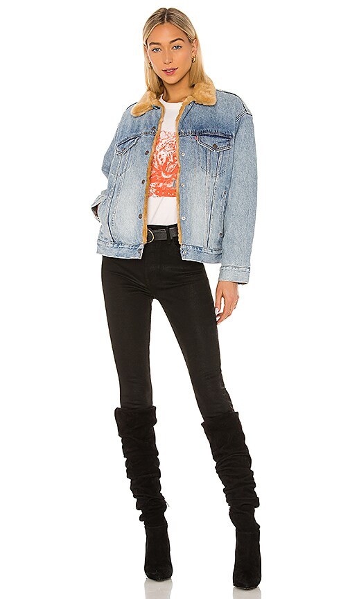 levi's faux fur trucker denim jacket
