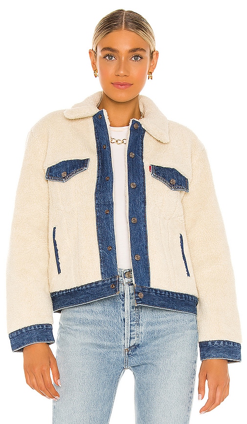 LEVI'S Ex Bf Pieced Sherpa Trucker Jacket in Counting Sheep