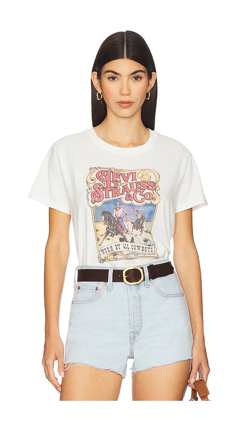 Western Archival Graphic Boxy Tee in White. - size XS (also in L, M, S, XL)