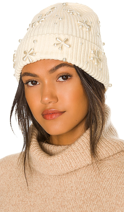 Lele Sadoughi Pearl Snowflake Beanie in Ivory | REVOLVE display picture 2
